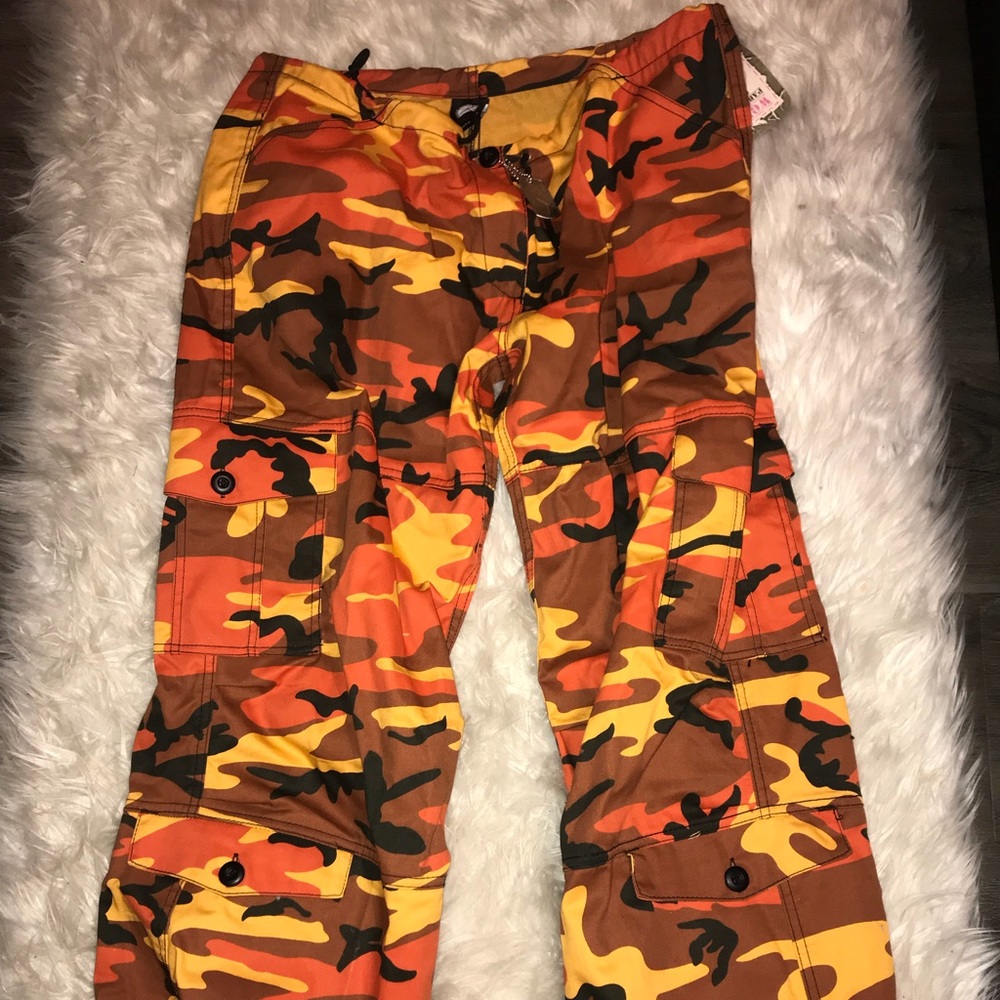 Orange camo joggers